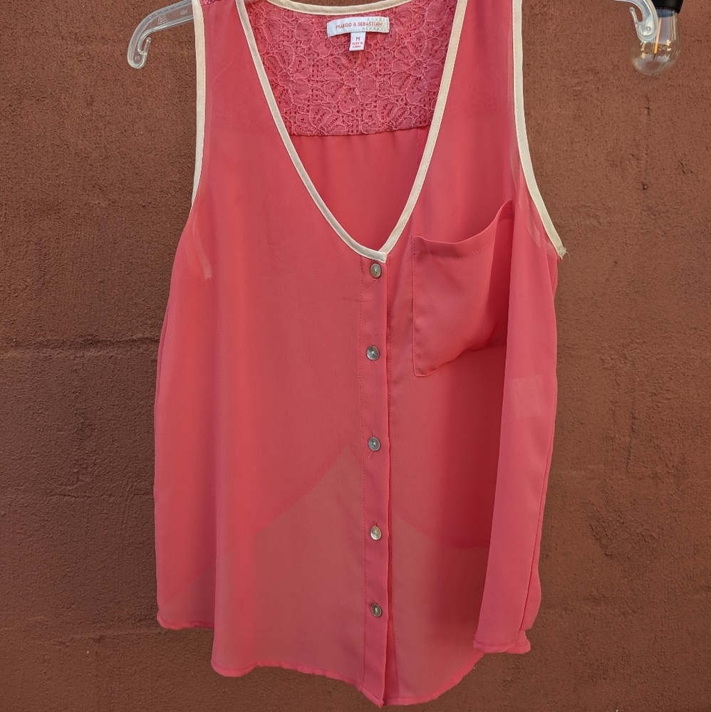 Coral tank top with cute back